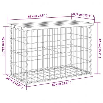 Gartenbank aus Gabionen 63x31,5x42 cm Massivholz Douglasie