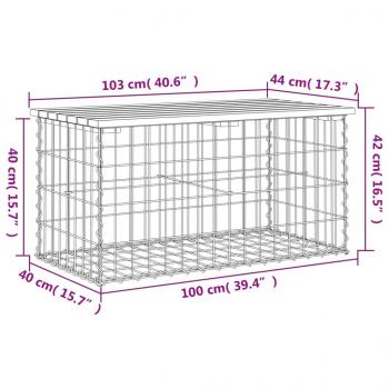 Gartenbank aus Gabionen 103x44x42 cm Massivholz Kiefer