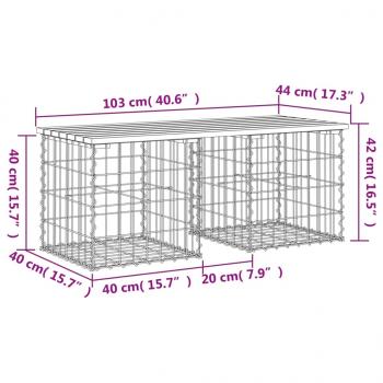 Gartenbank aus Gabionen 103x44x42 cm Massivholz Kiefer