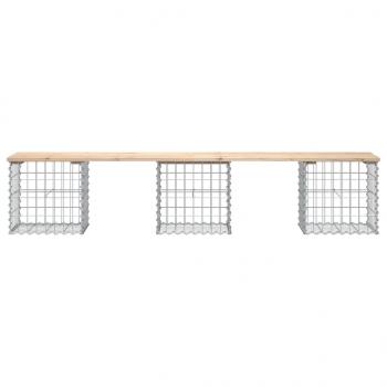 Gartenbank aus Gabionen 203x44x42 cm Massivholz Kiefer