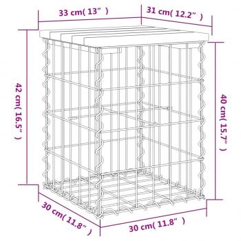 Gartenbank aus Gabionen 33x31x42 cm Massivholz Kiefer