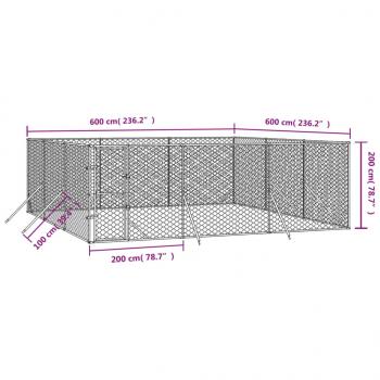 Outdoor-Hundezwinger Silbern 6x6x2 m Verzinkter Stahl