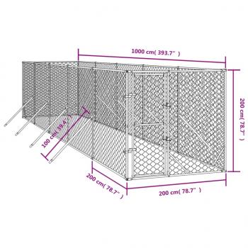 Outdoor-Hundezwinger Silbern 2x10x2 m Verzinkter Stahl