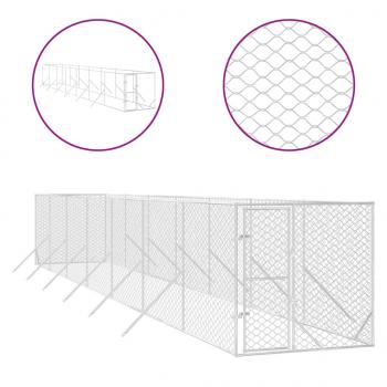 Outdoor-Hundezwinger Silbern 2x14x2 m Verzinkter Stahl