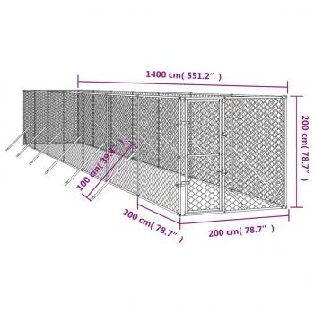 Outdoor-Hundezwinger Silbern 2x14x2 m Verzinkter Stahl