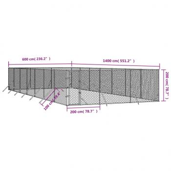 Outdoor-Hundezwinger Silbern 6x14x2 m Verzinkter Stahl