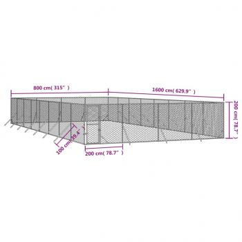 Outdoor-Hundezwinger Silbern 8x16x2 m Verzinkter Stahl