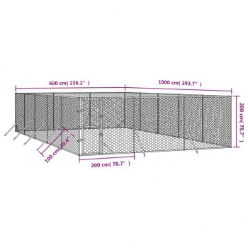 Outdoor-Hundezwinger Silbern 6x10x2 m Verzinkter Stahl