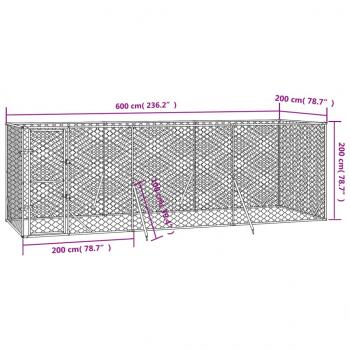 Outdoor-Hundezwinger Silbern 6x2x2 m Verzinkter Stahl