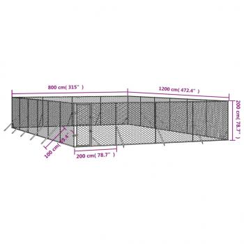 Outdoor-Hundezwinger Silbern 8x12x2 m Verzinkter Stahl