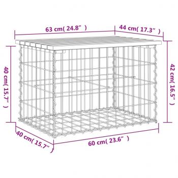 Gartenbank aus Gabionen 63x44x42 cm Kiefernholz Imprägniert