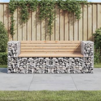 ARDEBO.de - Gartenbank aus Gabionen 184x71x65,5 cm Massivholz Kiefer