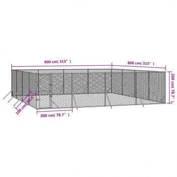 Outdoor-Hundezwinger Silbern 8x8x2 m Verzinkter Stahl