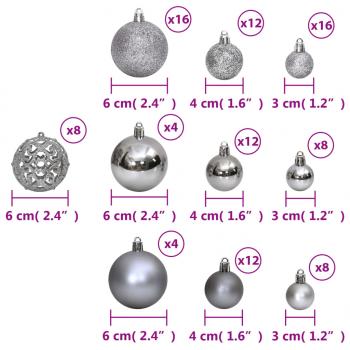 Weihnachtskugeln 100 Stk. Grau 3 / 4 / 6 cm