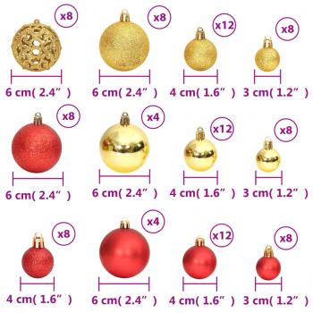 Weihnachtskugeln 100 Stk. Golden und Weinrot 3 / 4 / 6 cm