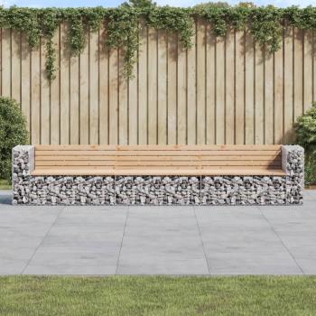 ARDEBO.de - Gartenbank aus Gabionen 347x71x65,5 cm Massivholz Kiefer