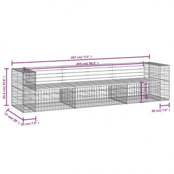 Gartenbank aus Gabionen 287x71x65,5 cm Massivholz Douglasie