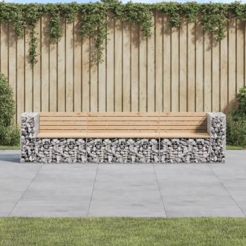 ARDEBO.de - Gartenbank aus Gabionen 287x71x65,5 cm Massivholz Kiefer