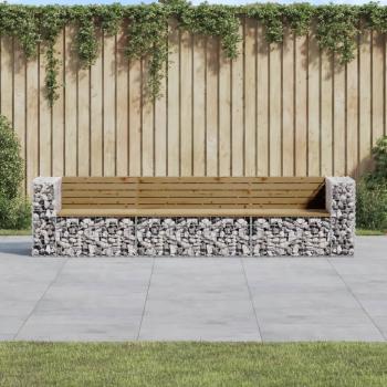 ARDEBO.de - Gartenbank aus Gabionen 287x71x65,5 cm Kiefernholz Imprägniert