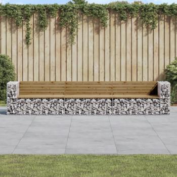 ARDEBO.de - Gartenbank aus Gabionen 347x71x65,5 cm Kiefernholz Imprägniert