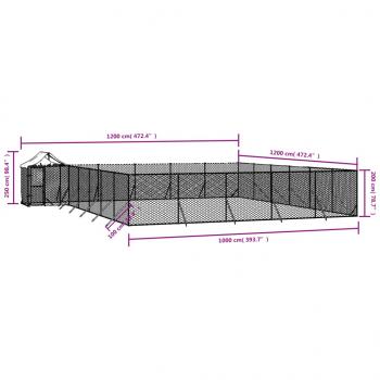 Outdoor-Hundezwinger mit Dach Silbern 12x12x2,5m Stahl Verzinkt