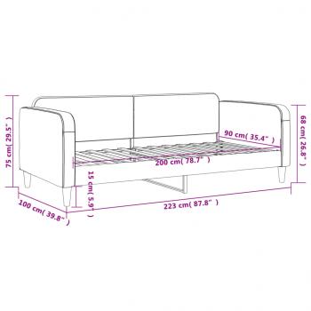 Tagesbett Hellgrau 90x200 cm Stoff