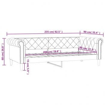 Tagesbett Schwarz 80x200 cm Kunstleder