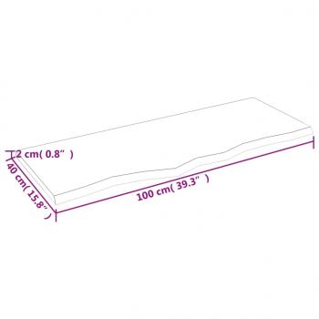 Tischplatte 100x40x2 cm Massivholz Eiche Unbehandelt