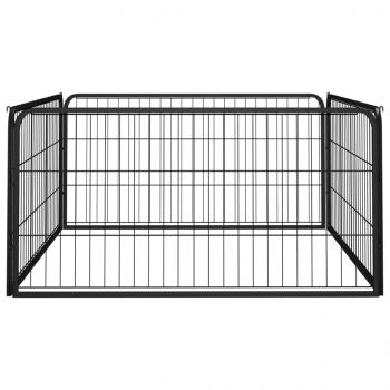 4-tlg. Hundelaufstall Schwarz 100x50cm Stahl Pulverbeschichtung