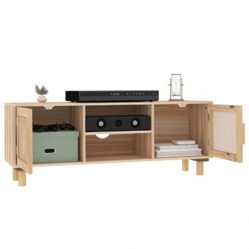 TV-Schrank Braun 105x30x40 cm Massivholz Kiefer Natur-Rattan