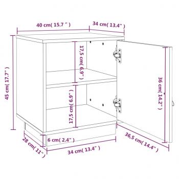 Nachttische 2 Stk. Grau 40x34x45 cm Massivholz Kiefer