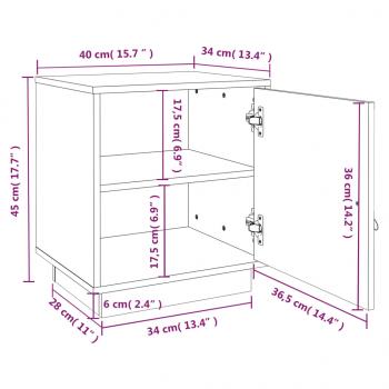 Nachttische 2 Stk. Schwarz 40x34x45 cm Massivholz Kiefer