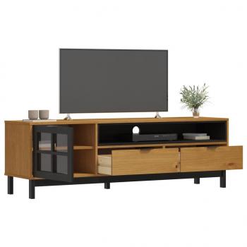 TV-Schrank mit Glastür FLAM 158x40x50 cm Massivholz Kiefer