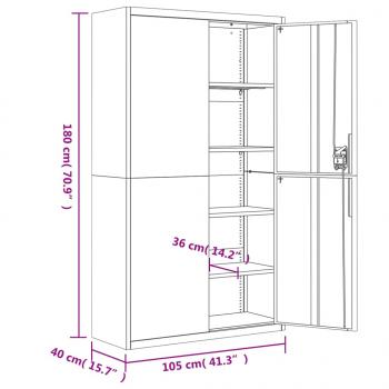 Aktenschrank Schwarz 105x40x180 cm Stahl