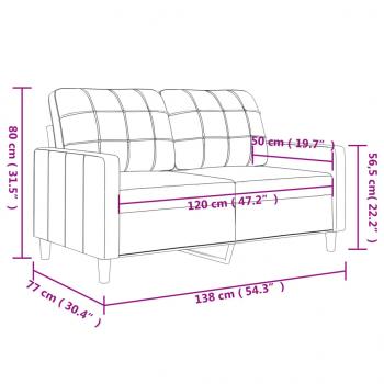 2-Sitzer-Sofa Schwarz 120 cm Kunstleder