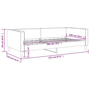 Tagesbett Hellgrau 100x200 cm Stoff