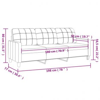 3-Sitzer-Sofa Weinrot 180 cm Kunstleder