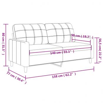 2-Sitzer-Sofa Schwarz 140 cm Kunstleder