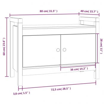 Flurbank Weiß 80x40x60 cm Massivholz Kiefer