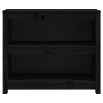 Bücherregal Schwarz 80x35x68 cm Massivholz Kiefer