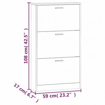 Schuhschrank Eichen-Optik 59x17x108 cm Holzwerkstoff