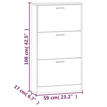 Schuhschrank Hochglanz-Weiß 59x17x108 cm Holzwerkstoff