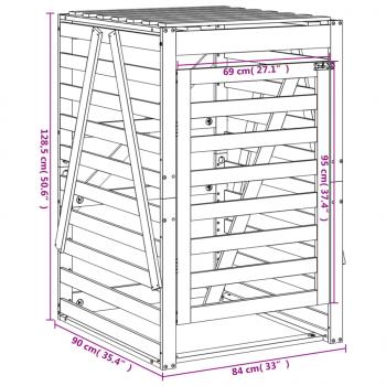 Mülltonnenbox Weiß 84x90x128,5 cm Massivholz Kiefer