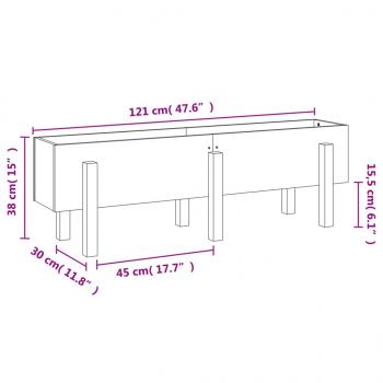 Hochbeet Grau 121x30x38 cm Massivholz Kiefer