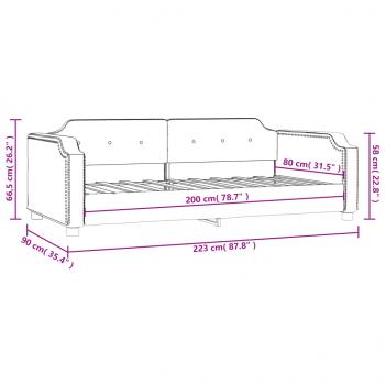 Tagesbett Dunkelgrau 80x200 cm Stoff