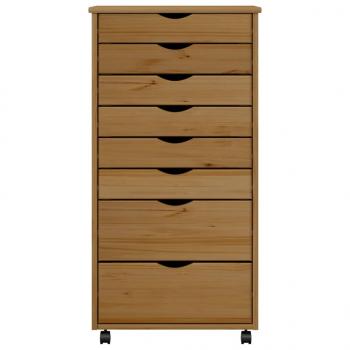 Rollschrank mit Schubladen MOSS Honigbraun Massivholz Kiefer