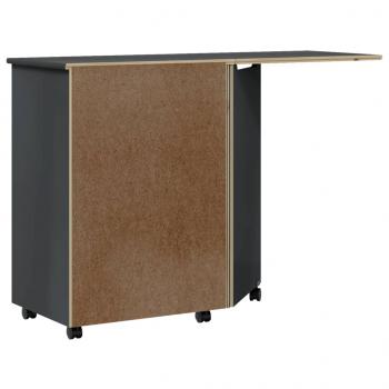 Rollschrank mit Schreibtisch MOSS Grau Massivholz Kiefer