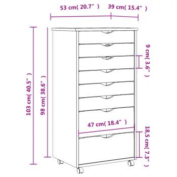 Rollschrank mit Schubladen MOSS Weiß Massivholz Kiefer