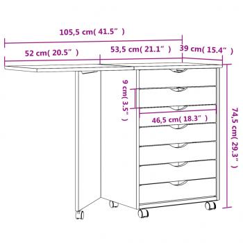 Rollschrank mit Schreibtisch MOSS Weiß Massivholz Kiefer