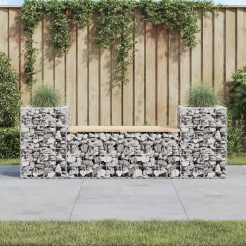 ARDEBO.de - Gartenbank aus Gabionen 183x41x60,5 cm Massivholz Kiefer